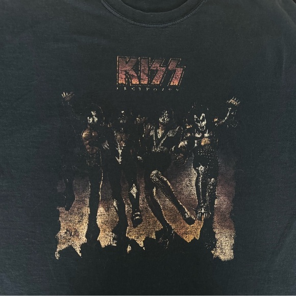 Vintage 1990’S KISS Destroyer Cropped Band Tee Rock Shirt 2XL Jerzees HiDensi-T - Picture 2 of 10